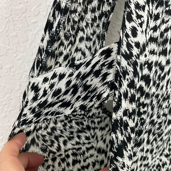 MAMIE RUTH Women S Black White Animal Print Fringe Romper Shorts Summer Outfit - Picture 4 of 8